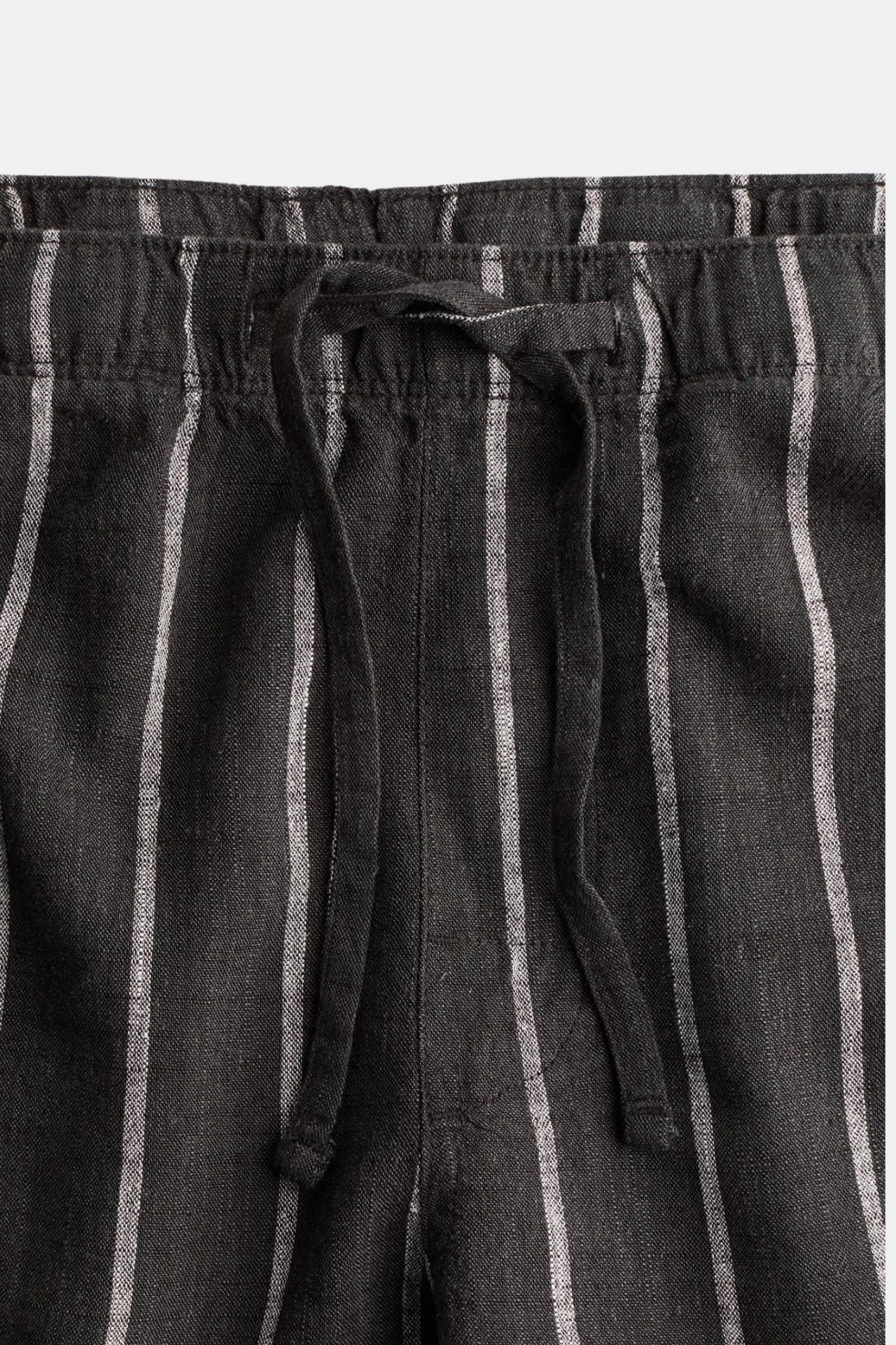 BREATHABLE SOLID DRAWSTRING LINEN PANTS - LORMIER - 