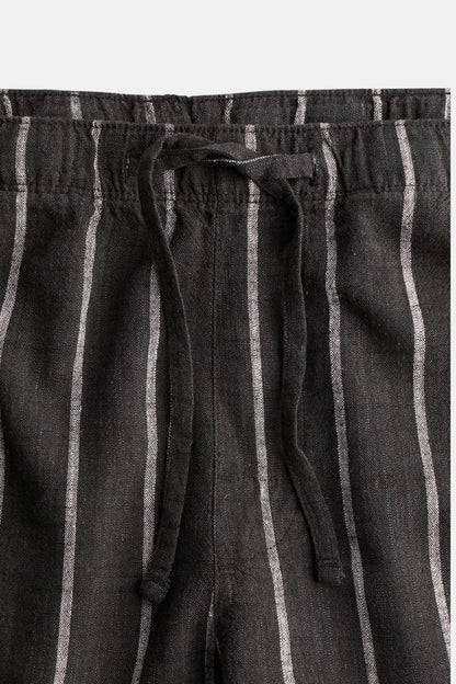 BREATHABLE SOLID DRAWSTRING LINEN PANTS - LORMIER - 