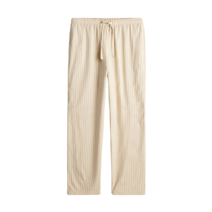 BREATHABLE SOLID DRAWSTRING LINEN PANTS - LORMIER - 