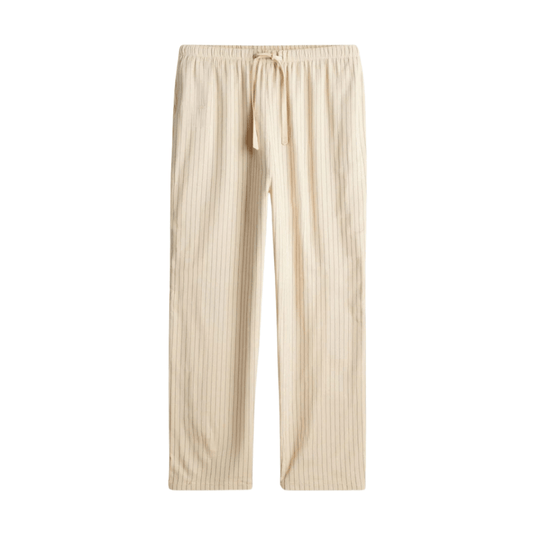 BREATHABLE SOLID DRAWSTRING LINEN PANTS - LORMIER - 