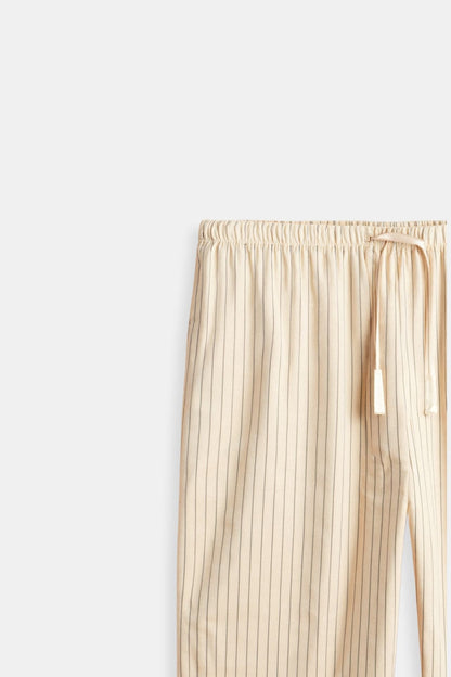 BREATHABLE SOLID DRAWSTRING LINEN PANTS - LORMIER - 