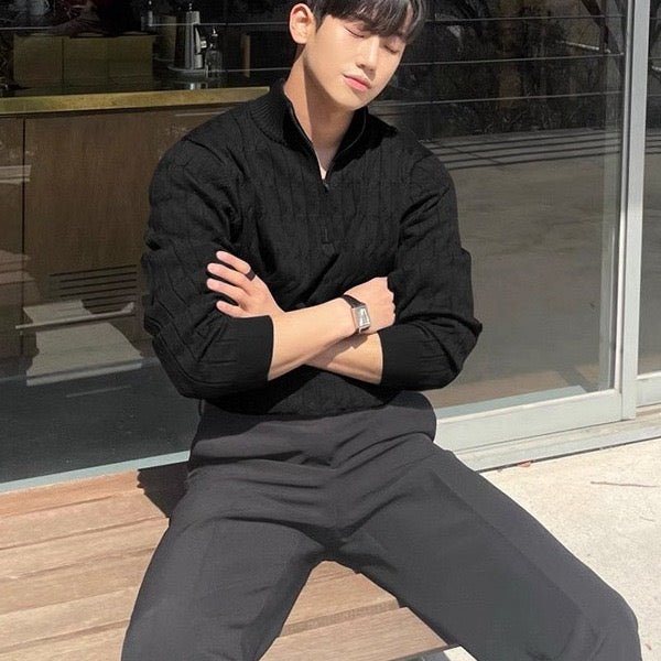 CABLE KNIT HALF - ZIP SWEATER - LORMIER - 