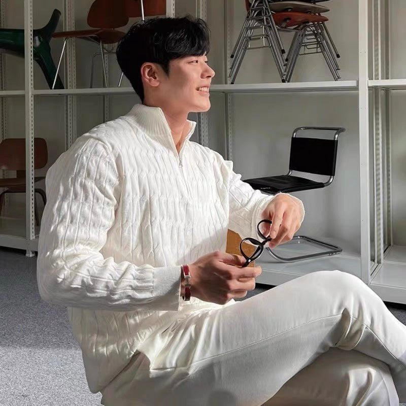 CABLE KNIT HALF - ZIP SWEATER - LORMIER - 