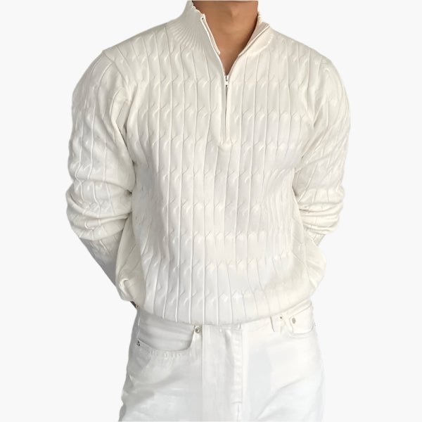 CABLE KNIT HALF - ZIP SWEATER - LORMIER - 