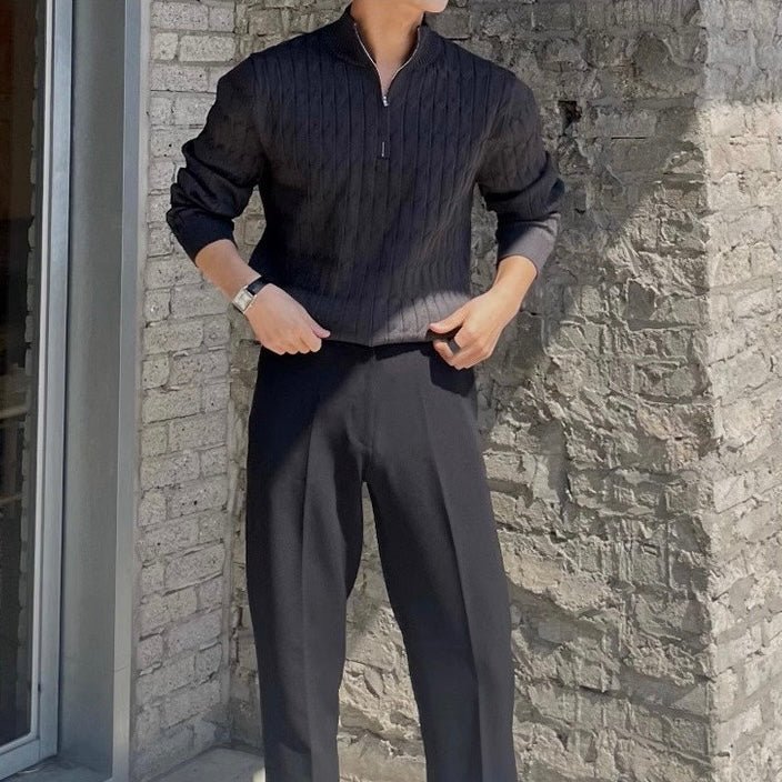 CABLE KNIT HALF - ZIP SWEATER - LORMIER - 