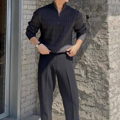 CABLE KNIT HALF - ZIP SWEATER - LORMIER - 