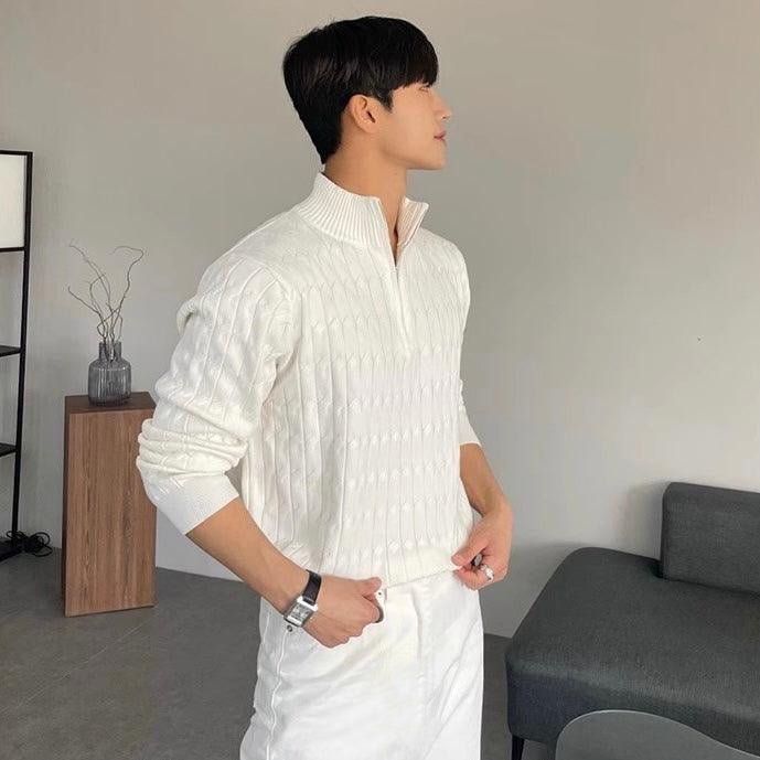 CABLE KNIT HALF - ZIP SWEATER - LORMIER - 