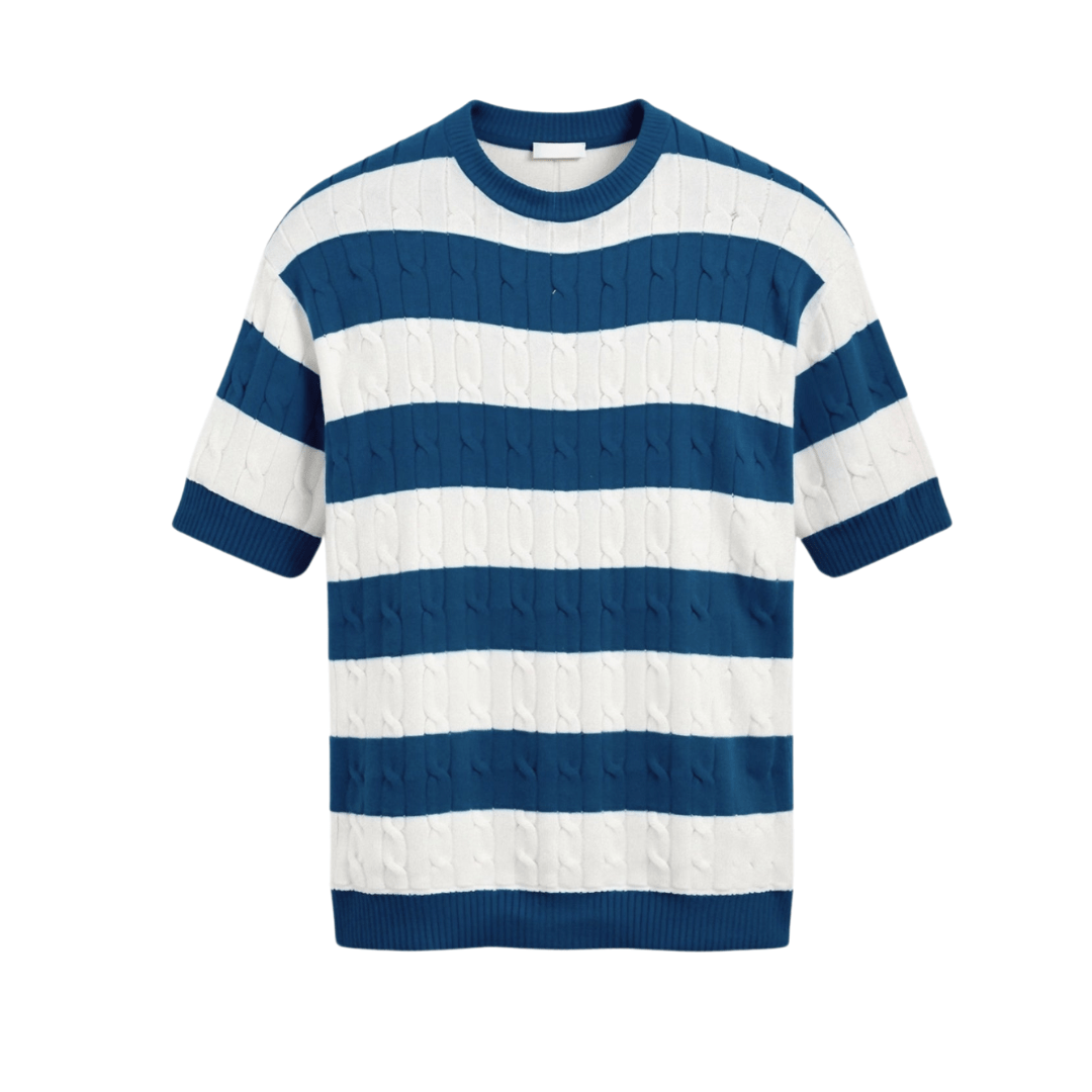 CABLE KNIT STRIPED T - SHIRT - LORMIER - 