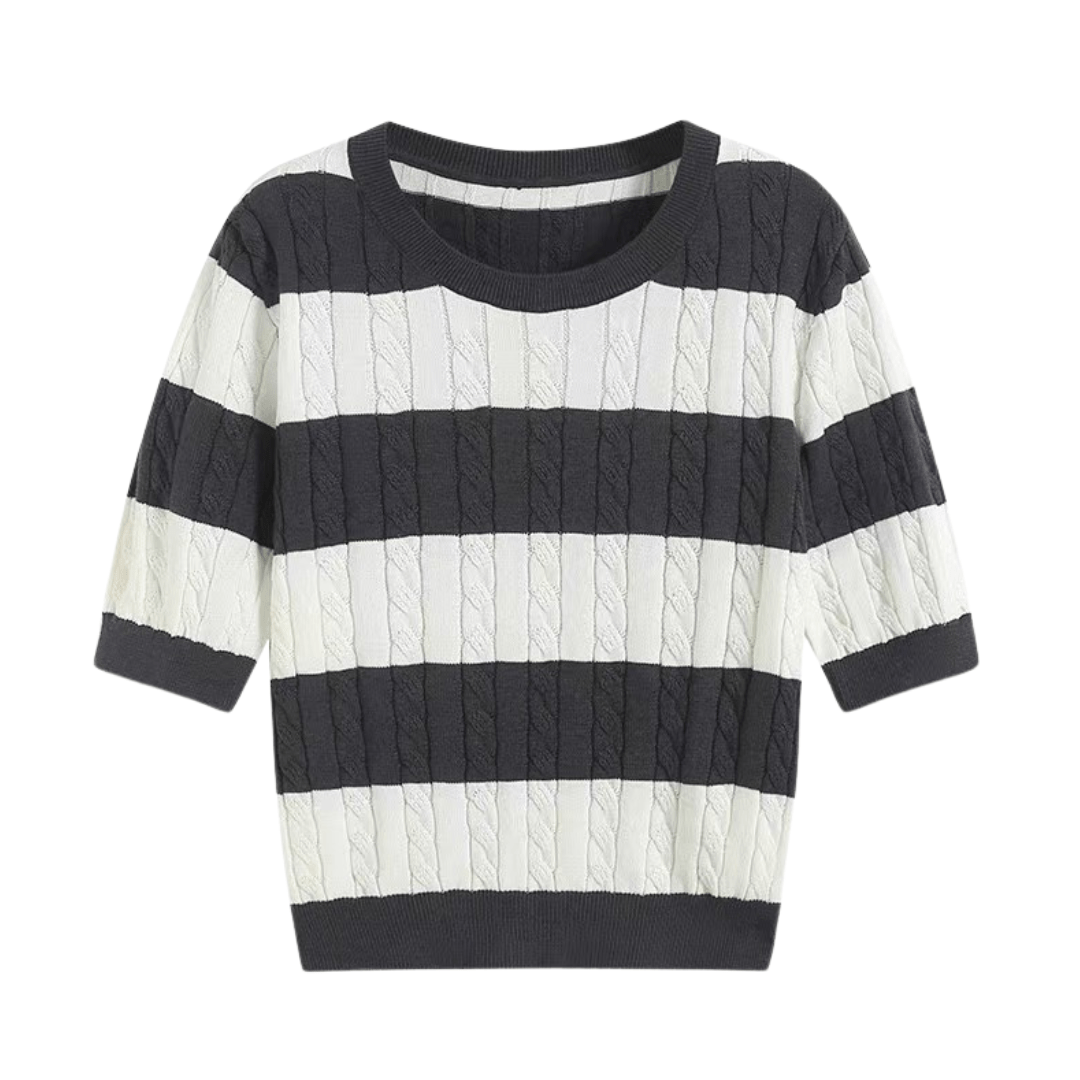 CABLE KNIT STRIPED T - SHIRT - LORMIER - 