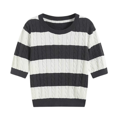 CABLE KNIT STRIPED T - SHIRT - LORMIER - 