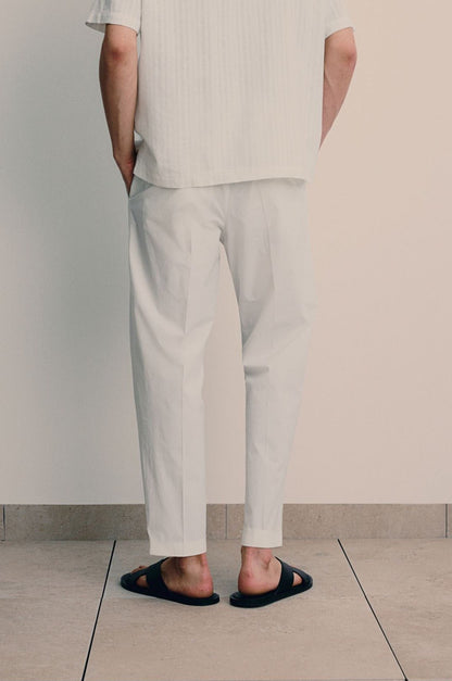 CASUAL REGULAR STRAIGHT COTTON PANTS - LORMIER - 