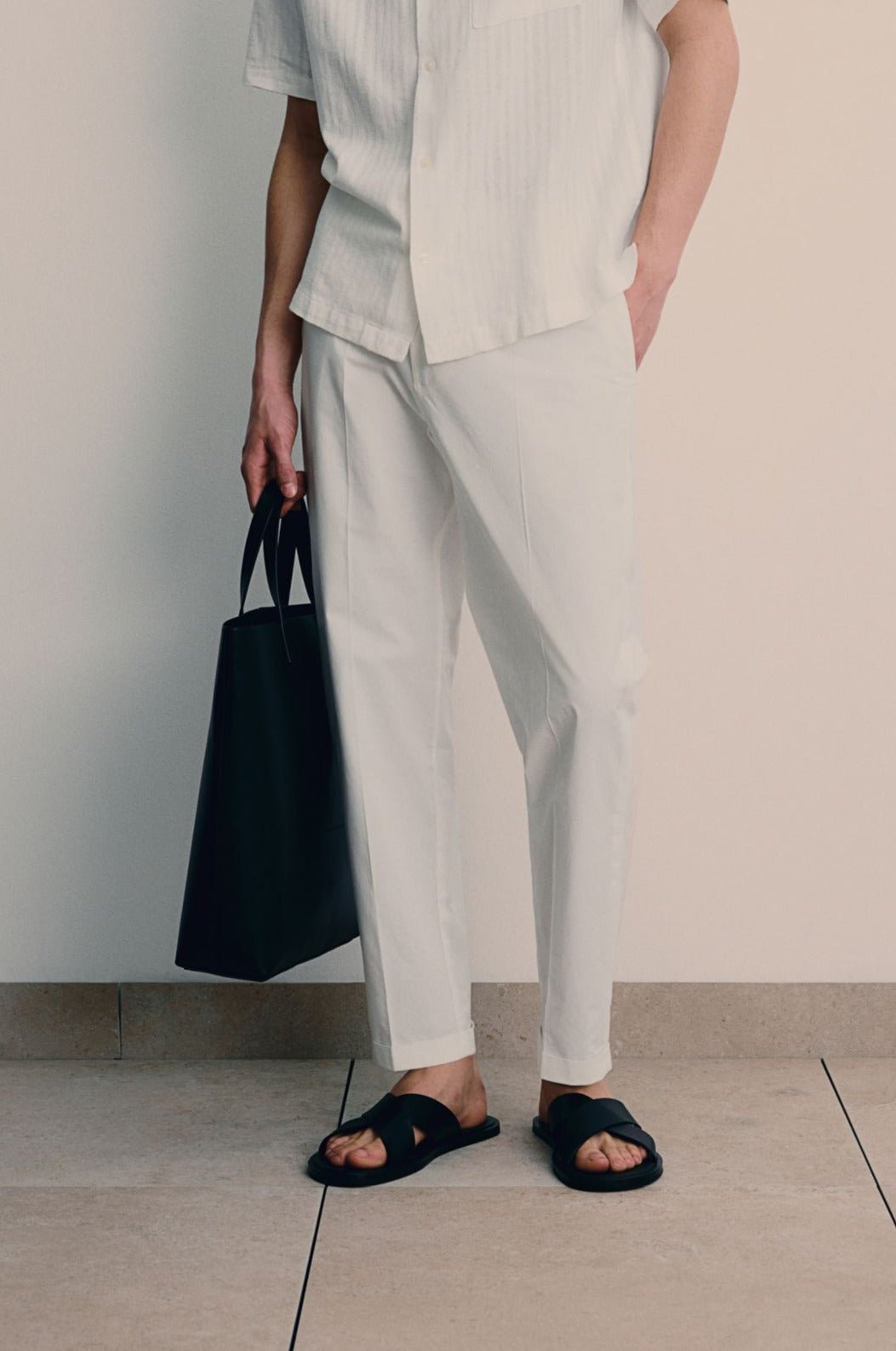 CASUAL REGULAR STRAIGHT COTTON PANTS - LORMIER - 