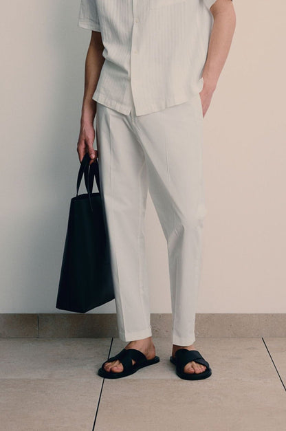 CASUAL REGULAR STRAIGHT COTTON PANTS - LORMIER - 