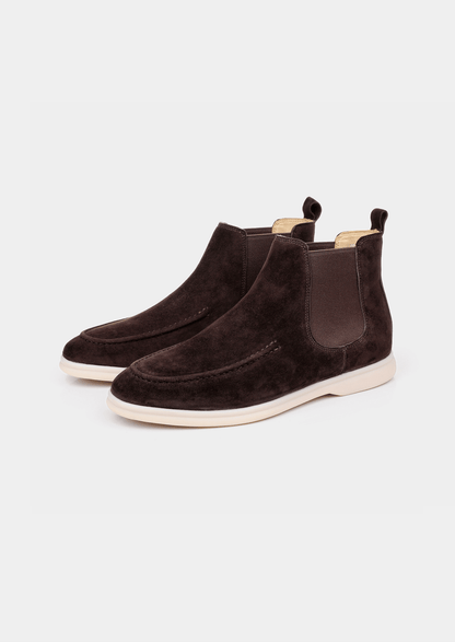 COFFEE SUEDE CHELSEA BOOT - LORMIER - 