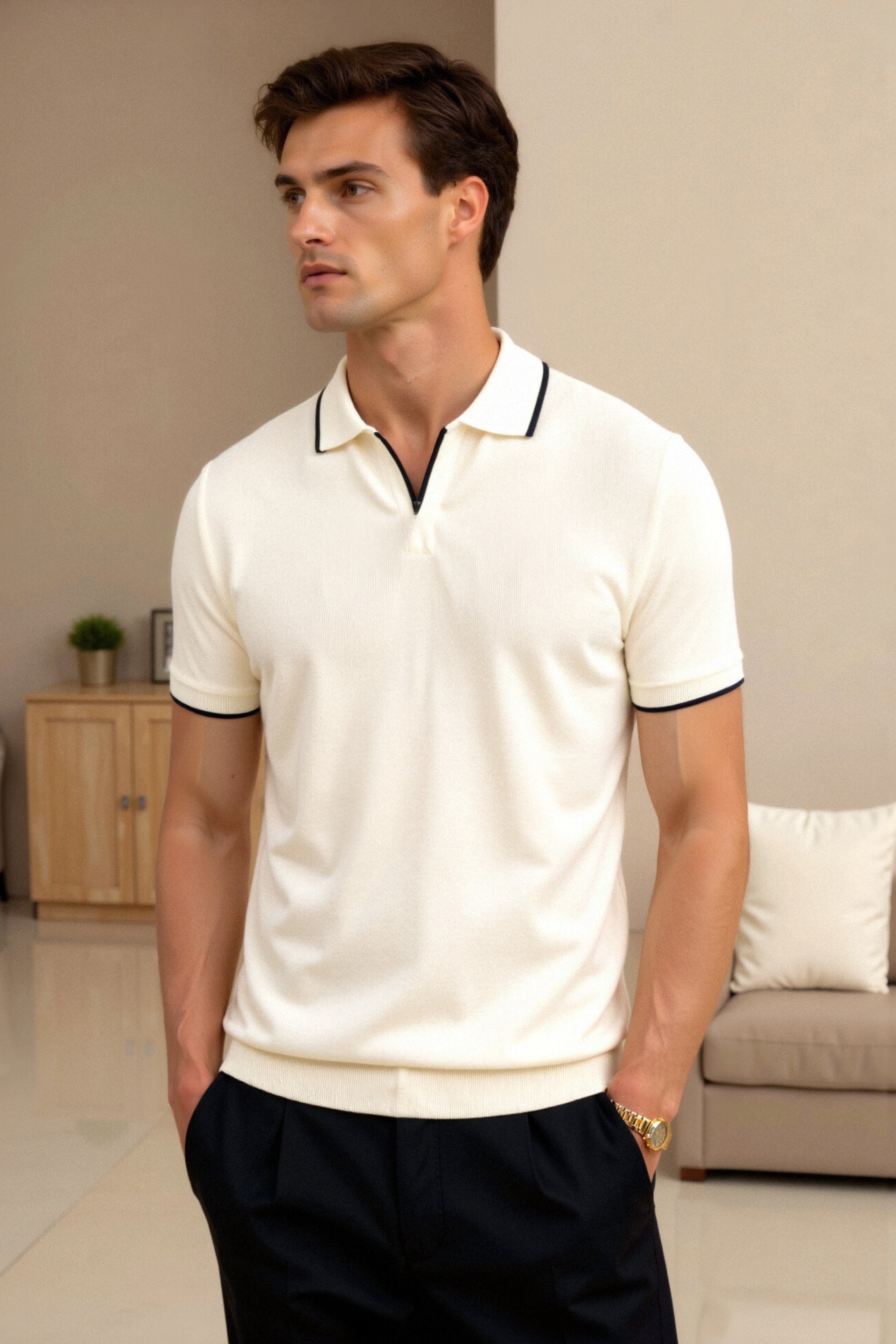 CONTRAST SLIM FITTED POLO - LORMIER - 