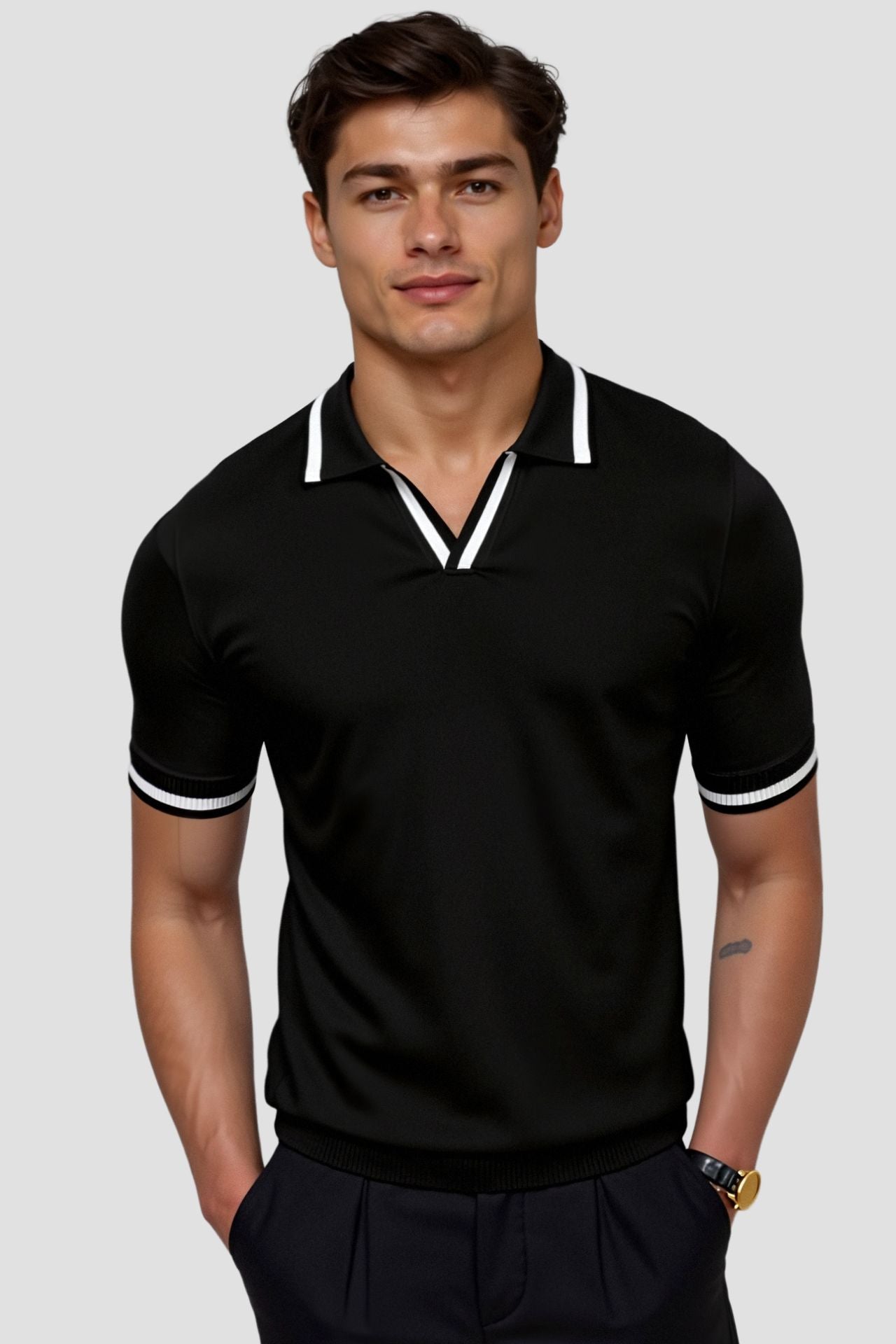 CONTRAST SLIM FITTED POLO - LORMIER - 