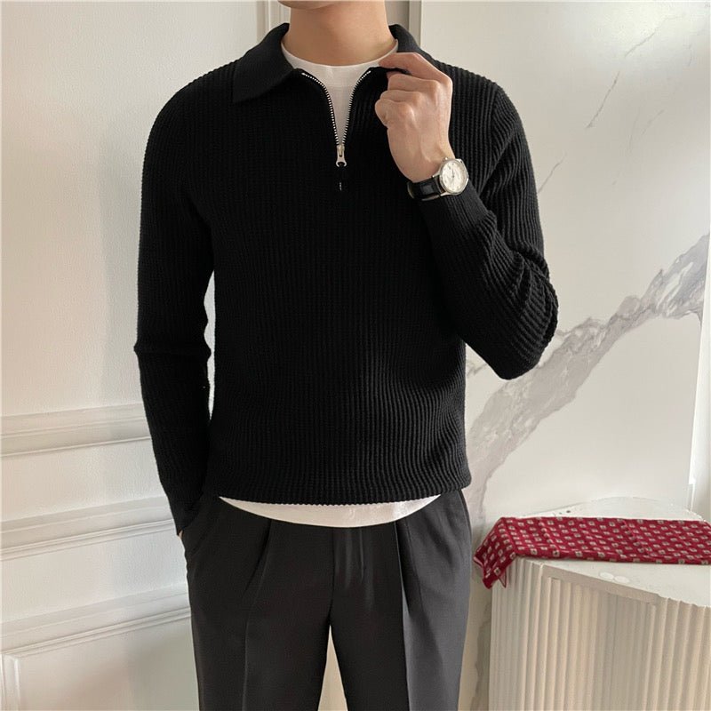 COTTON KNIT HALF - ZIP SWEATER - LORMIER - 