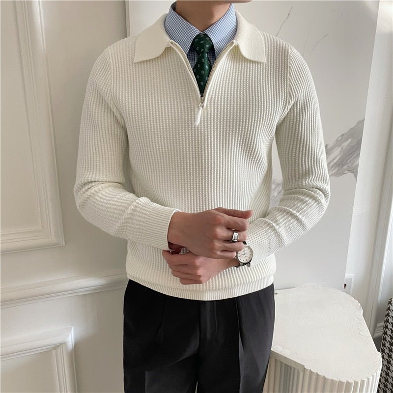 COTTON KNIT HALF - ZIP SWEATER - LORMIER - 