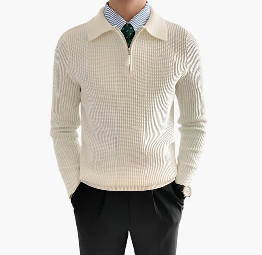 COTTON KNIT HALF - ZIP SWEATER - LORMIER - 