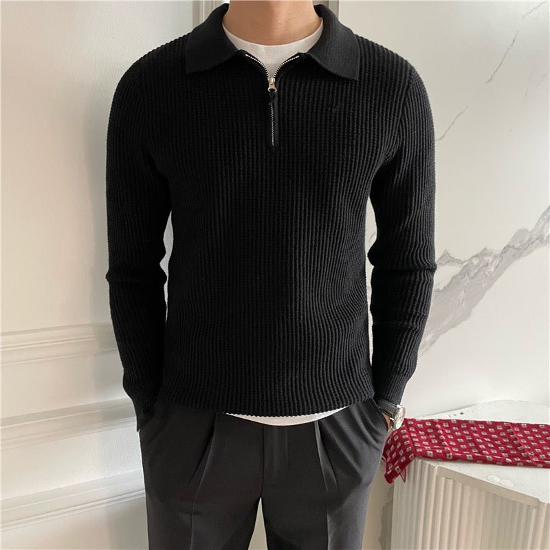COTTON KNIT HALF - ZIP SWEATER - LORMIER - 