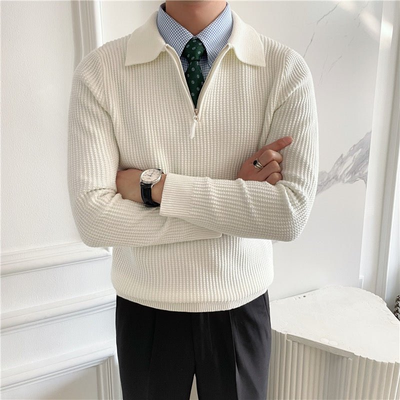 COTTON KNIT HALF - ZIP SWEATER - LORMIER - 