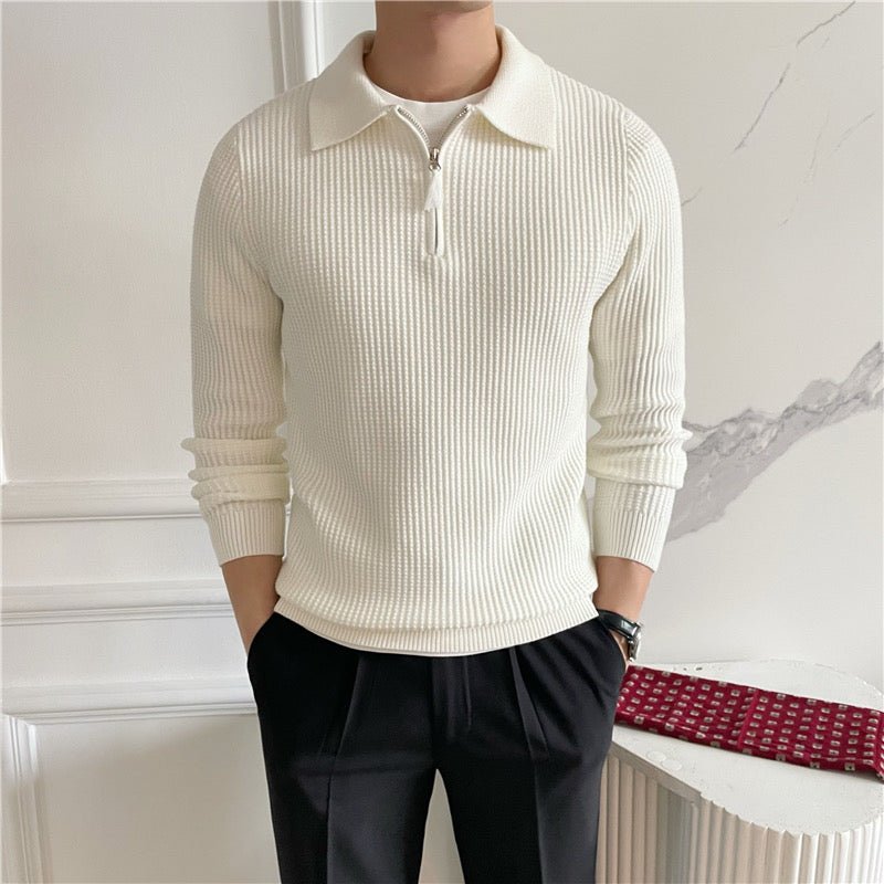COTTON KNIT HALF - ZIP SWEATER - LORMIER - 