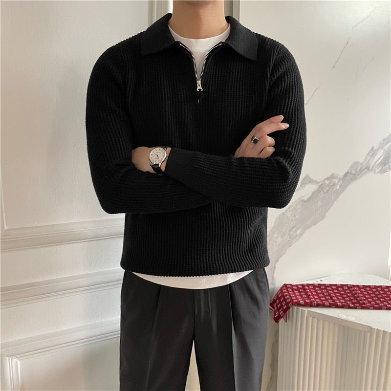 COTTON KNIT HALF - ZIP SWEATER - LORMIER - 