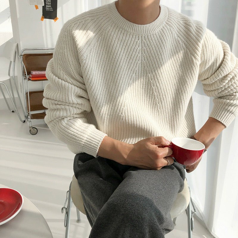 COTTON KNIT RAGLAN SLEEVE SWEATER - LORMIER - 
