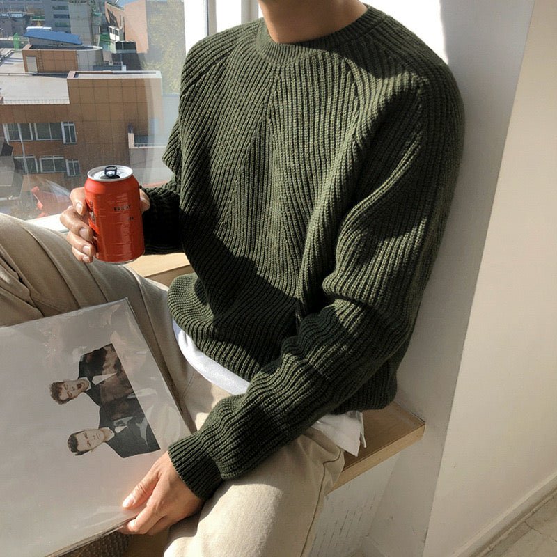 COTTON KNIT RAGLAN SLEEVE SWEATER - LORMIER - 