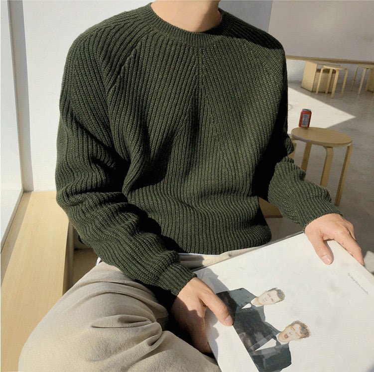 COTTON KNIT RAGLAN SLEEVE SWEATER - LORMIER - 