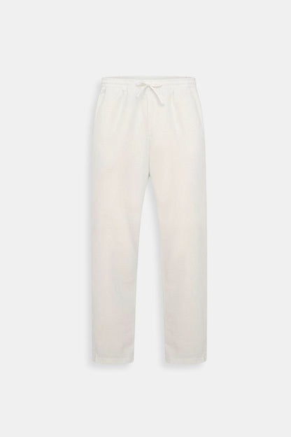 COTTON & LINEN BLEND DRAWSTRING PANTS - LORMIER - 