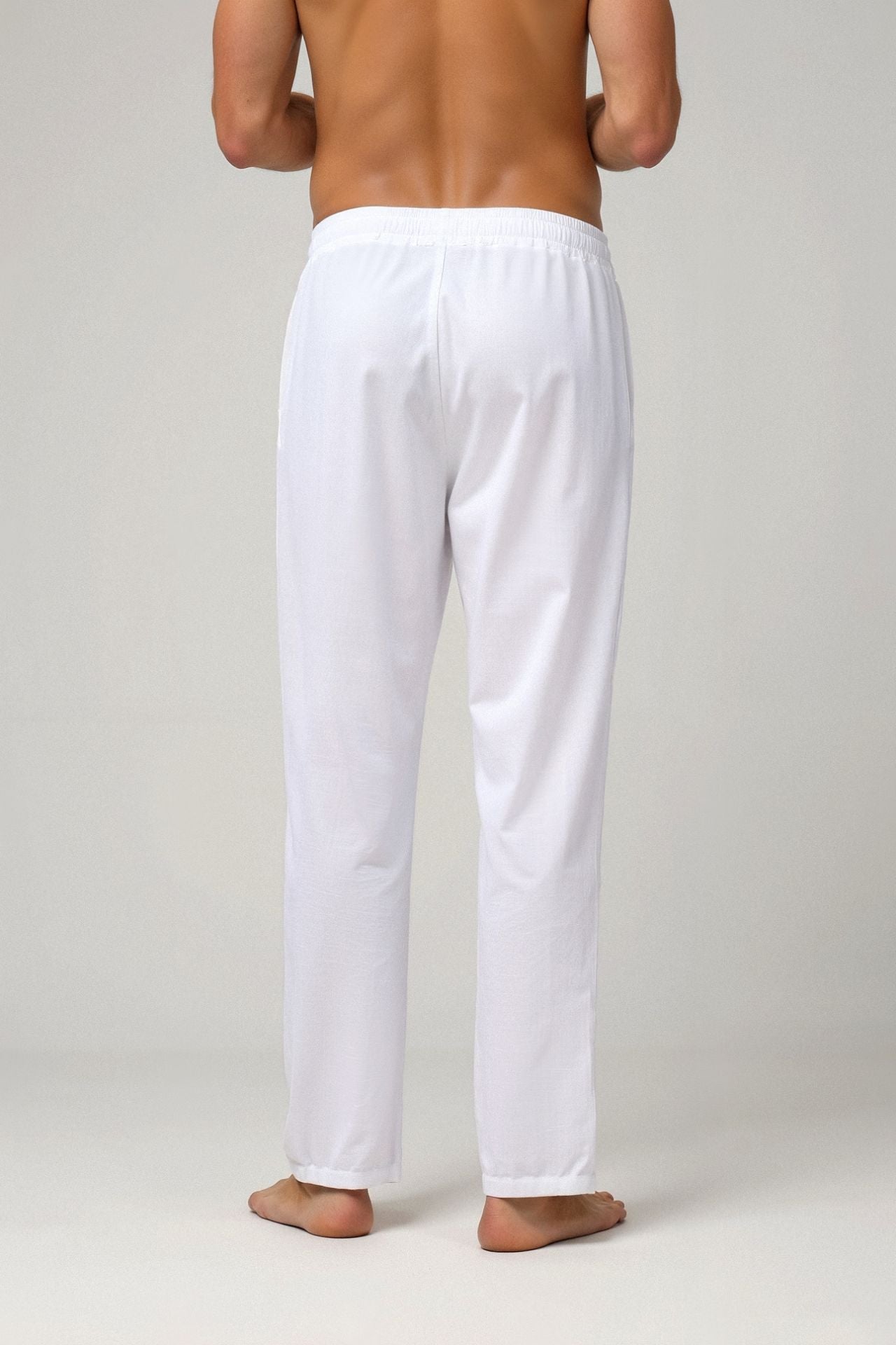 COTTON & LINEN BLEND DRAWSTRING PANTS - LORMIER - 