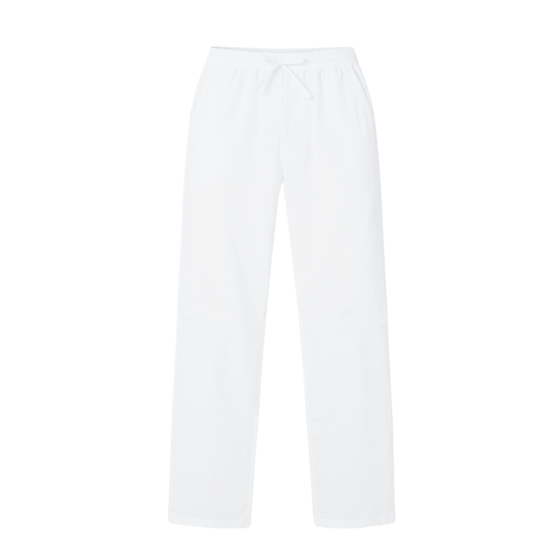 COTTON & LINEN BLEND DRAWSTRING PANTS - LORMIER - 
