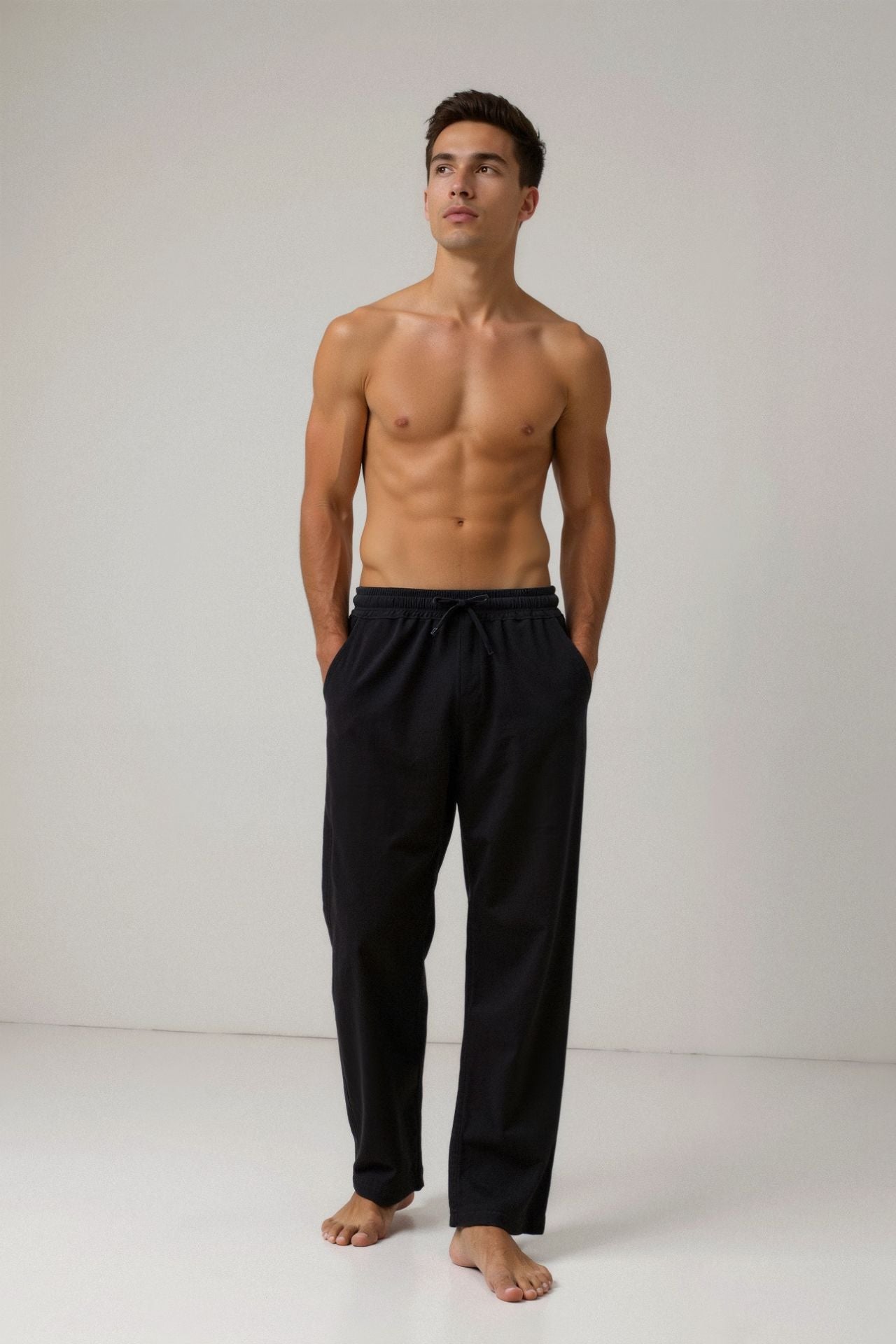 COTTON & LINEN BLEND DRAWSTRING PANTS - LORMIER - 