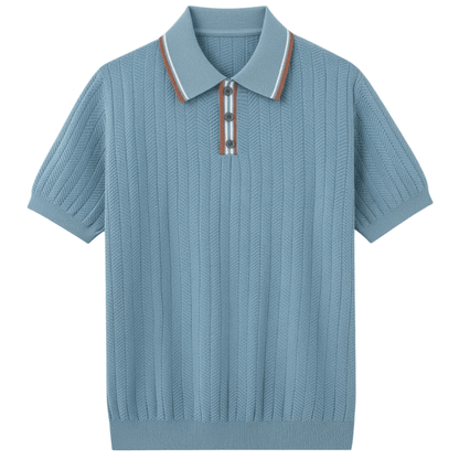 HERRINGBONE KNIT CONTRAST POLO - LORMIER - 