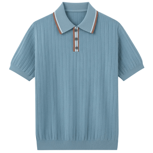 HERRINGBONE KNIT CONTRAST POLO - LORMIER - 