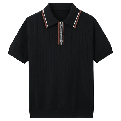 HERRINGBONE KNIT CONTRAST POLO - LORMIER - 