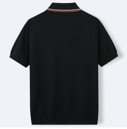 HERRINGBONE KNIT CONTRAST POLO - LORMIER - 