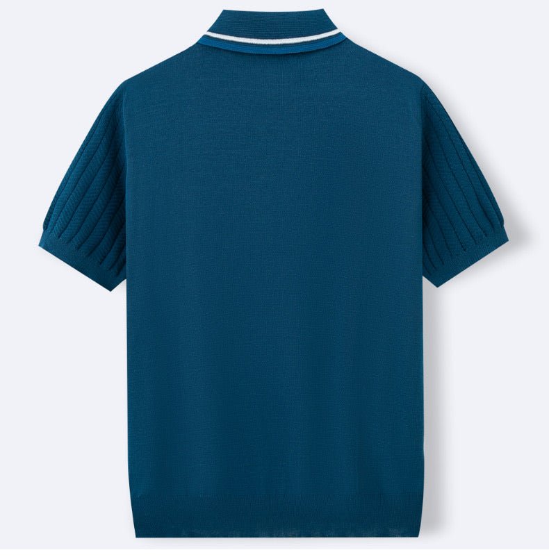 HERRINGBONE KNIT CONTRAST POLO - LORMIER - 