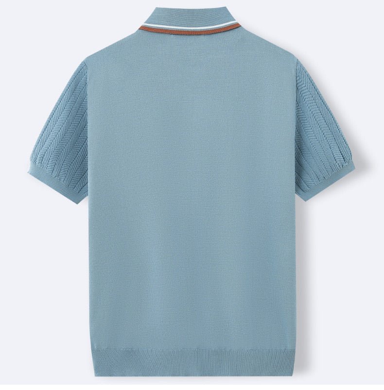 HERRINGBONE KNIT CONTRAST POLO - LORMIER - 