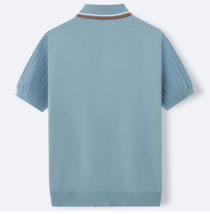 HERRINGBONE KNIT CONTRAST POLO - LORMIER - 