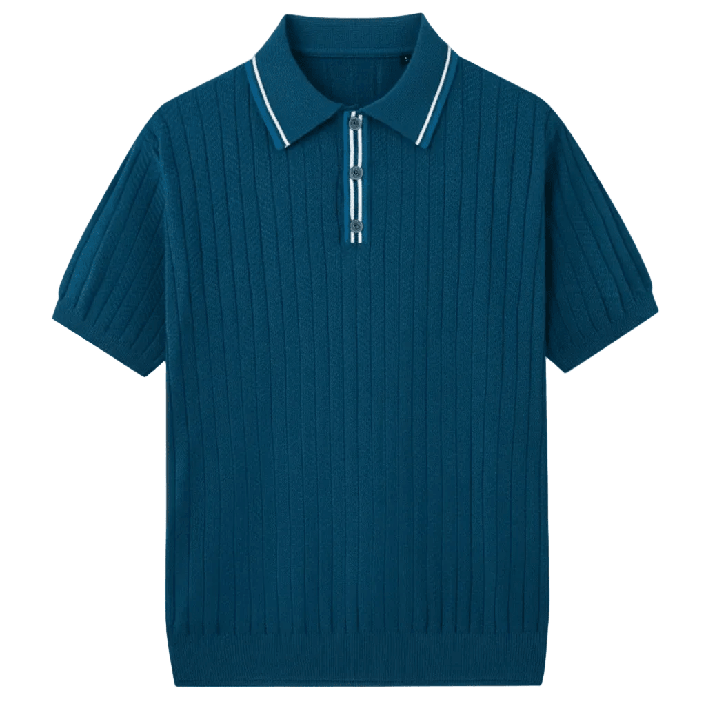 HERRINGBONE KNIT CONTRAST POLO - LORMIER - 