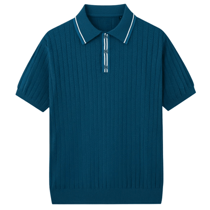 HERRINGBONE KNIT CONTRAST POLO - LORMIER - 
