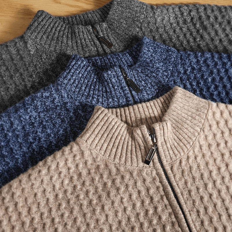 INDIGO RIDGE - MERINO WOOL ZIP - LORMIER - 