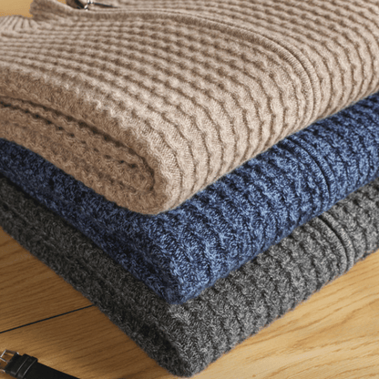 INDIGO RIDGE - MERINO WOOL ZIP - LORMIER - 