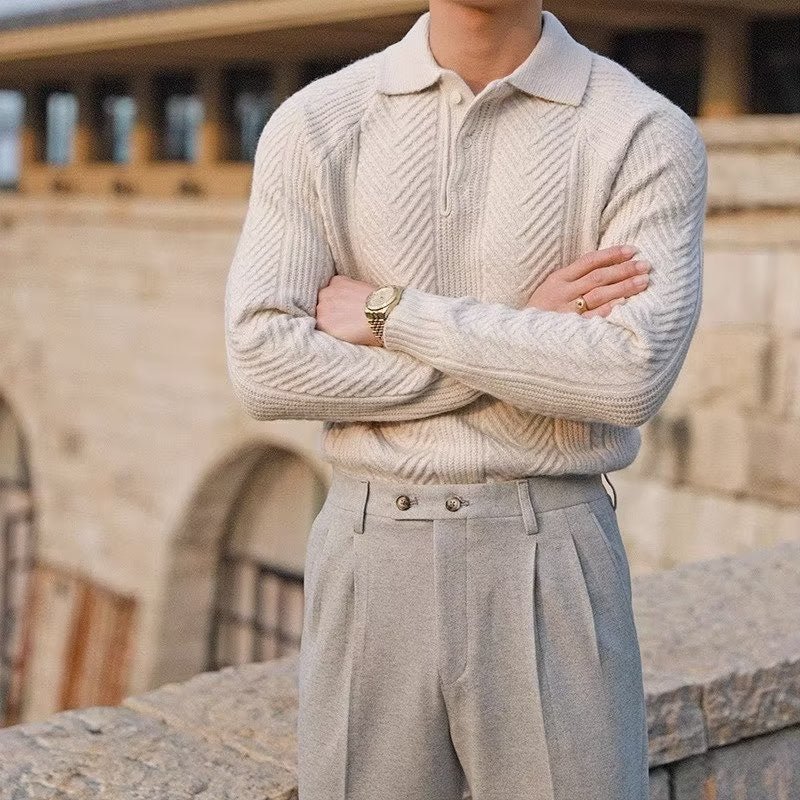 KNIT TEXTURED POLO - LORMIER - 