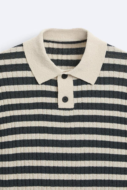 KNITTED STRIPED POLO - LORMIER - 