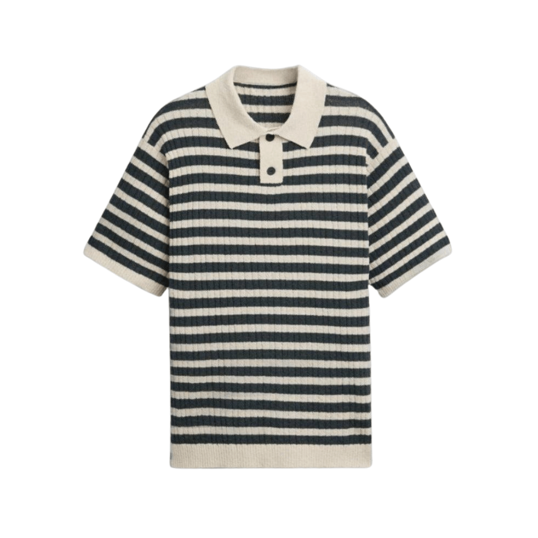 KNITTED STRIPED POLO - LORMIER - 