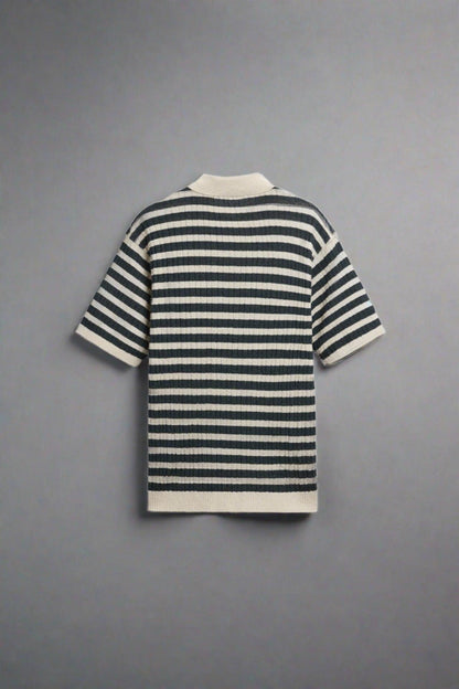 KNITTED STRIPED POLO - LORMIER - 