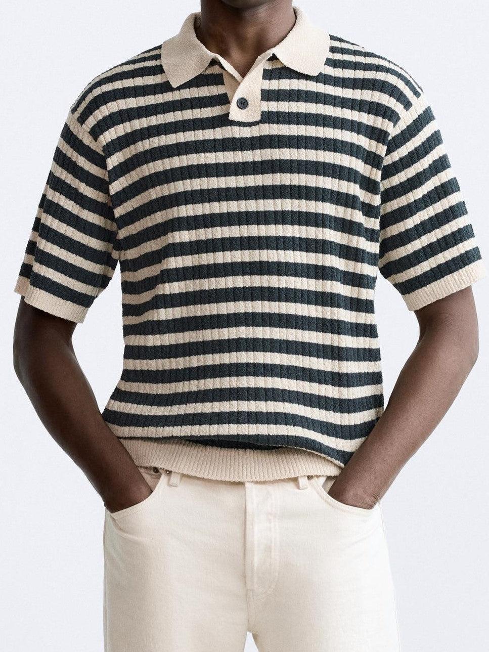 KNITTED STRIPED POLO - LORMIER - 